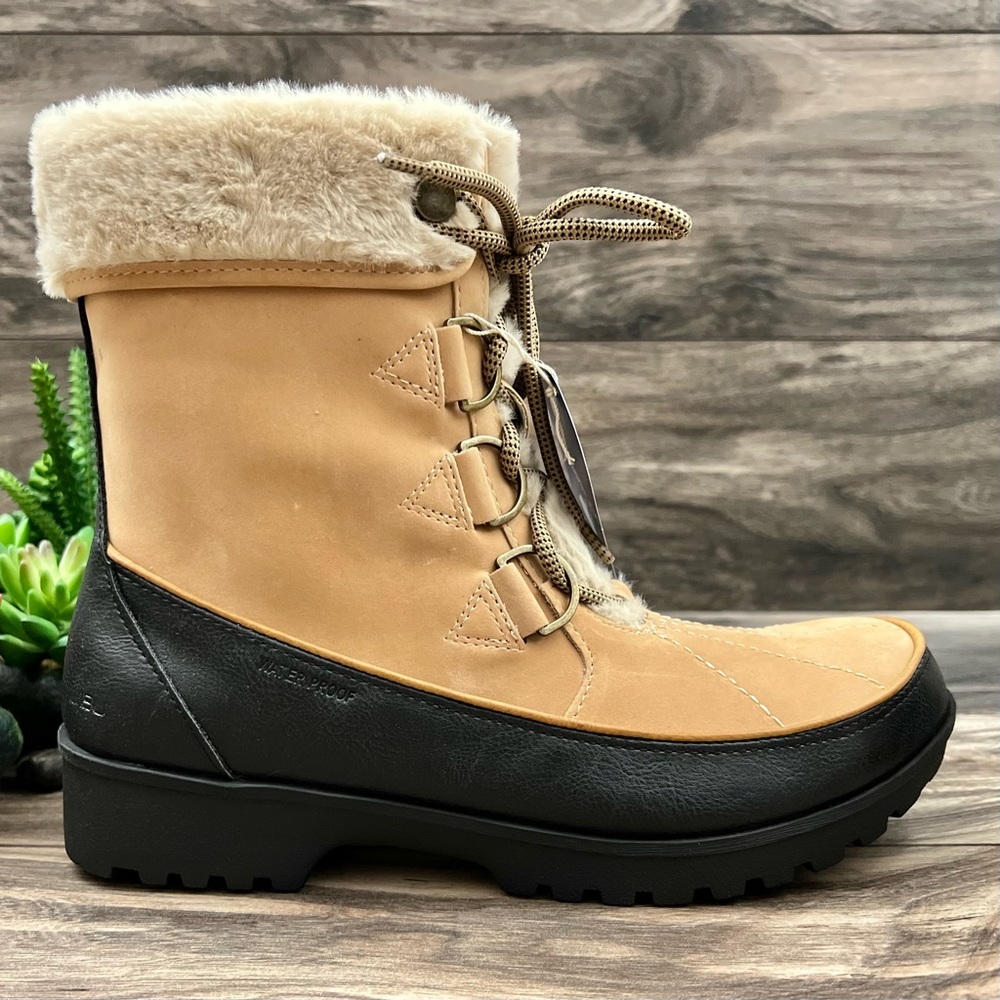 NIB JBU by Jambu Northgate Faux Fur Trim Waterproof Ankle Boots 8M Tan - Picture 9 of 13